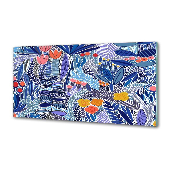 Spatscherm keuken Bloemenpatroon