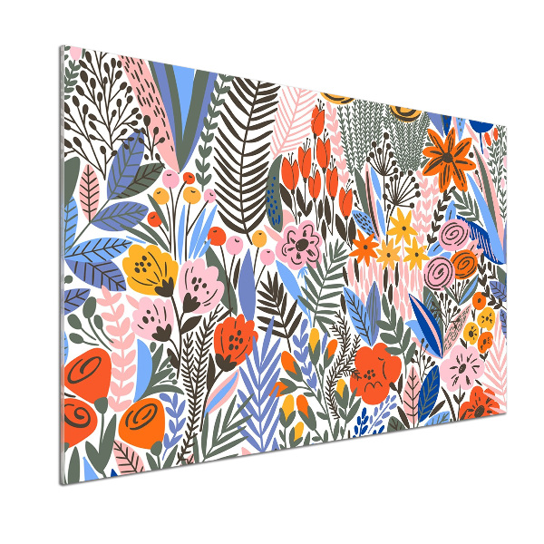 Glazen achterwand keuken Bloemenpatroon