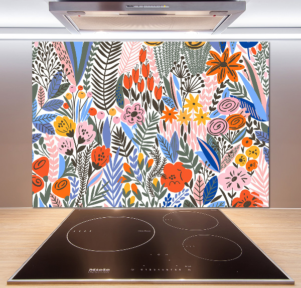 Glazen achterwand keuken Bloemenpatroon