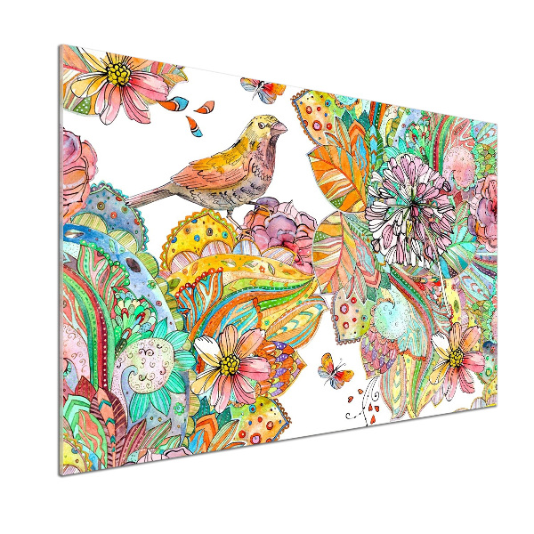 Glazen achterwand keuken Vogel en versieringen