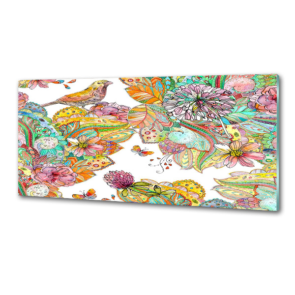 Glazen achterwand keuken Vogel en versieringen