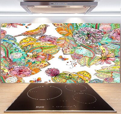 Glazen achterwand keuken Vogel en versieringen