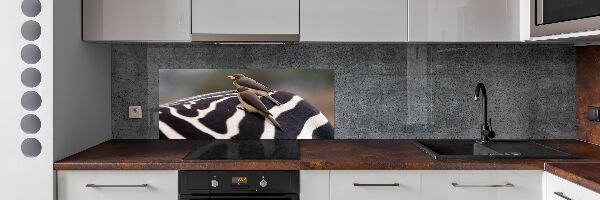 Glazen achterwand keuken Vogels en zebra's