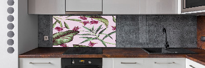 Spatplaat keuken Tropische bloemen