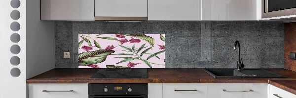 Spatplaat keuken Tropische bloemen