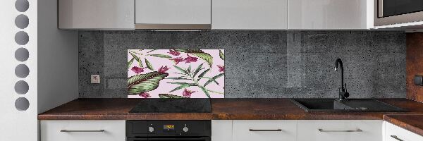 Spatplaat keuken Tropische bloemen