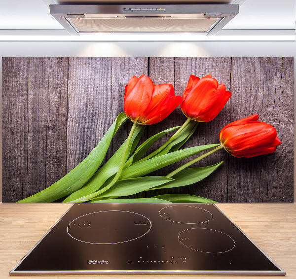 Achterwand keuken Rode tulpen
