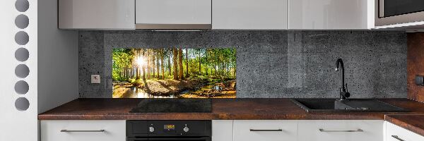 Spatscherm keuken Panorama van het bos