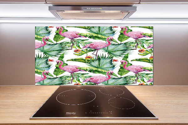 Achterwand keuken Flamingo's planten