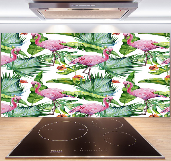 Achterwand keuken Flamingo's planten