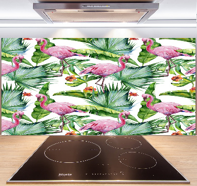 Achterwand keuken Flamingo's planten