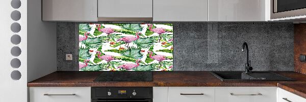 Achterwand keuken Flamingo's planten