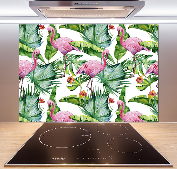 Achterwand keuken Flamingo's planten