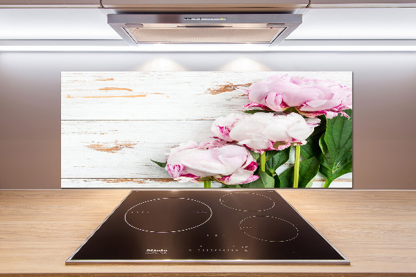 Spatscherm keuken Pioenrozen