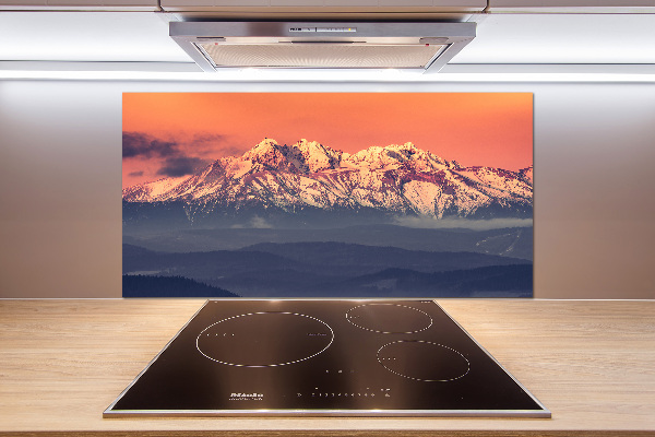 Spatscherm keuken Zonsopgang in het Tatragebergte