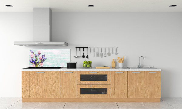 Keuken achterwand Lavendel op hout
