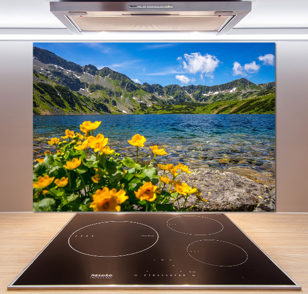 Glazen achterwand keuken Meer in de bergen