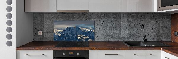 Spatscherm keuken Giewont in de winter