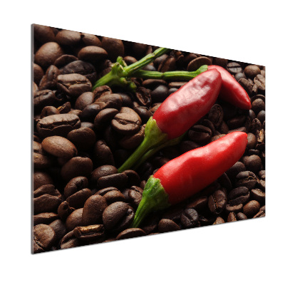 Glazen achterwand keuken Chili en koffie