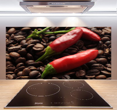 Glazen achterwand keuken Chili en koffie