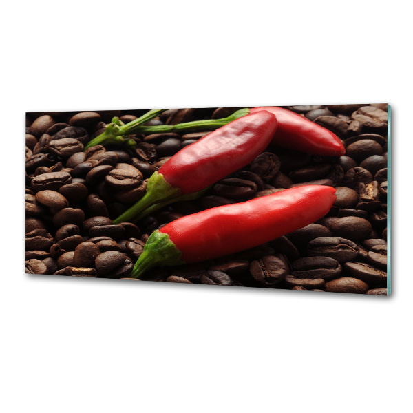 Glazen achterwand keuken Chili en koffie