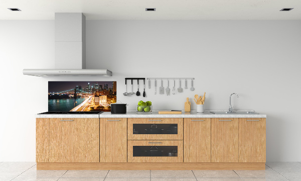 Glazen achterwand keuken New York 's nachts