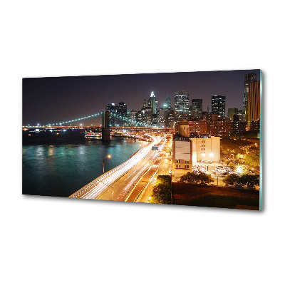 Glazen achterwand keuken New York 's nachts