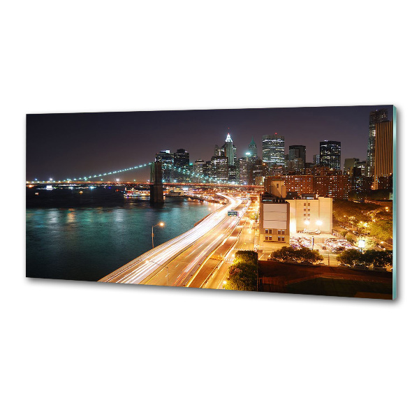 Glazen achterwand keuken New York 's nachts