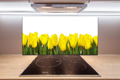 Glazen achterwand keuken Gele tulpen