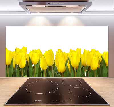 Glazen achterwand keuken Gele tulpen