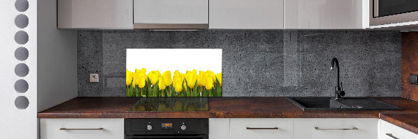 Glazen achterwand keuken Gele tulpen