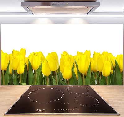 Glazen achterwand keuken Gele tulpen