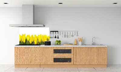 Glazen achterwand keuken Gele tulpen