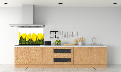 Glazen achterwand keuken Gele tulpen