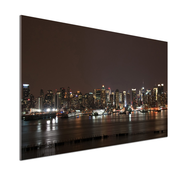 Spatscherm keuken New York 's nachts