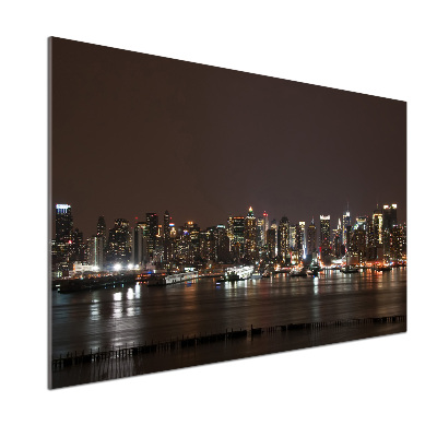 Spatscherm keuken New York 's nachts