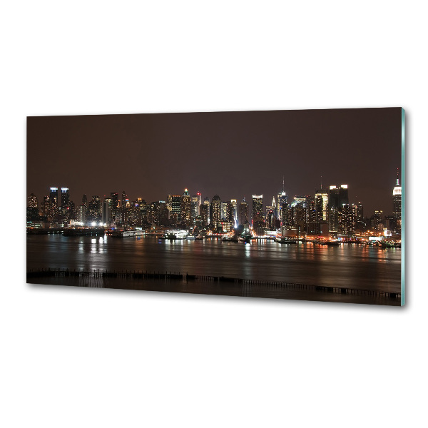 Spatscherm keuken New York 's nachts