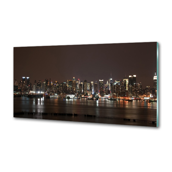 Spatscherm keuken New York 's nachts