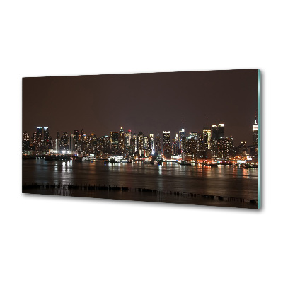 Spatscherm keuken New York 's nachts