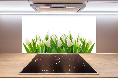 Glazen achterwand keuken Witte tulpen