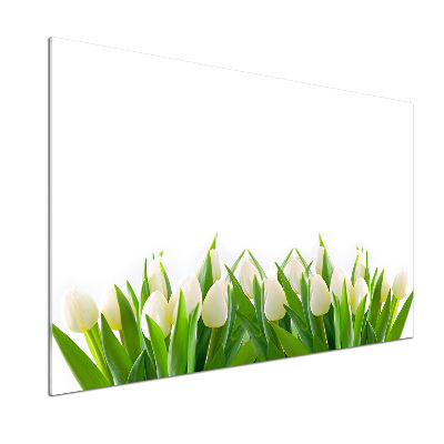 Glazen achterwand keuken Witte tulpen
