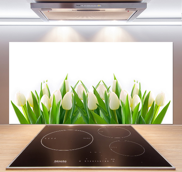 Glazen achterwand keuken Witte tulpen