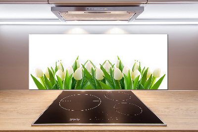 Glazen achterwand keuken Witte tulpen