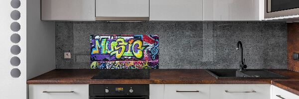 Glazen achterwand keuken Graffiti op de muur