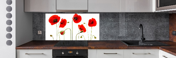 Glazen achterwand keuken Klaprozen