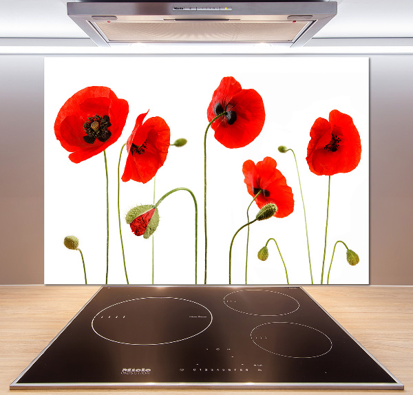 Glazen achterwand keuken Klaprozen