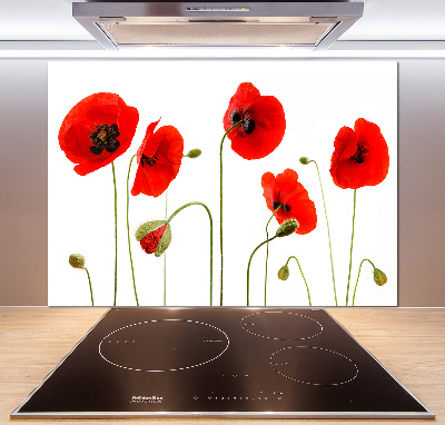 Glazen achterwand keuken Klaprozen