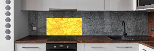 Spatplaat keuken Achtergrond met gele bloemen