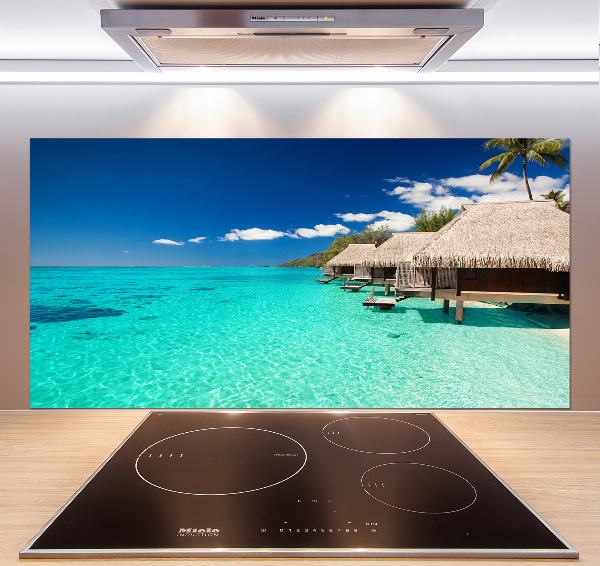 Glazen achterwand keuken Bungalows boven het water