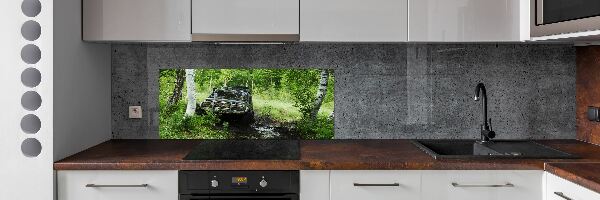 Spatscherm keuken Jeep in het bos